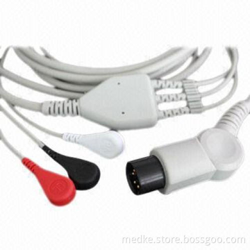 6 pins AAMI 3 leads ECG cable snap